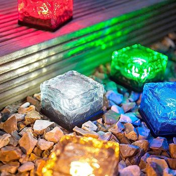LED Solar  Ice Cube Landscape Light Outdoor Ground Lights Waterproof Floor Tile Light For Garden Patio Passage Pond Outdoor Decoration Lawn Lamp