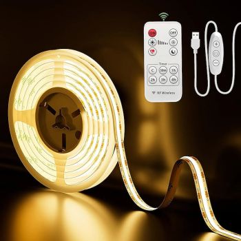 USB COB LED Strip Lights 5V 1-3m Dimmable 300led / m CRI85 with RF Remote Controller TV backlight Flexible Tape Lamp Under the Cabinet for DIY Lighting in Bedrooms Kitchens and Homes