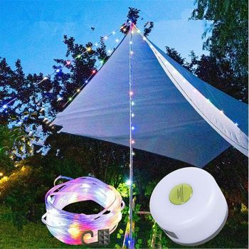 10m LED Reel String Lights Camping Lights, Outdoor Christmas/Halloween String Lights, USB Camping Lamp Recyclable LED Atmosphere Light for Garden Tent Room Decor