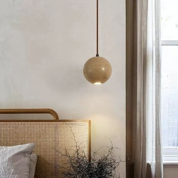 LED Yellow Travertine Pendant Light Natural Stone Single Hanging Light Mini Lamp Vintage Chandelier 110-240V