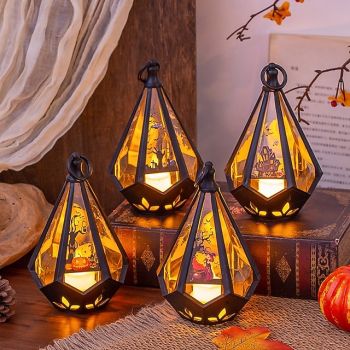 1 Pc 16 * 9.6CM Halloween LED electronic candle light, hand-held lantern pendant light, desktop atmosphere decoration light, indoor and outdoor party night light LR1130 * 3 battery
