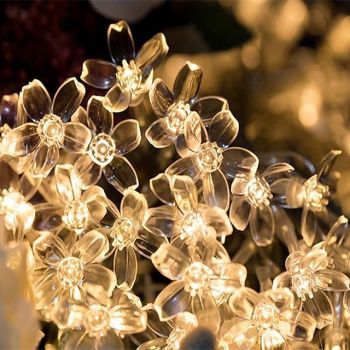 10M LED Cherry Blossom Fairy Lights, Waterproof 100 LEDs Crystal Flowers Garland Outdoor Wedding Christmas Perfect for Outdoor Wedding Decorations