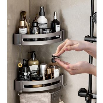 Toplly Aluminum-Alloy Floating Shelves,Modern style Floating Shelves,Aluminum Bathroom Caddy Rack,Rectangular Corner Caddy Shelve 