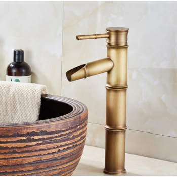 Toplly Vintage Bathroom Sink Faucet, Bamboo Style Faucet, Retro Style Monobloc Washroom Basin Taps, Antique Single Handle Faucet