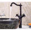 Traditional Brass Bathroom Sink Faucet,Black Oil-rubbed Bronze Deck Mounted Two Handles One Hole Bath Taps with Zinc Alloy Handle,Hot and Cold Switch and Ceramic Valve