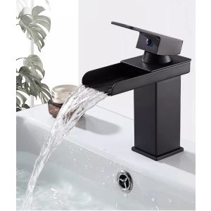 TOPLLY Classic Black Bathroom Basin Faucet,Waterfall Vanity Faucet Shipping from canada warehouse