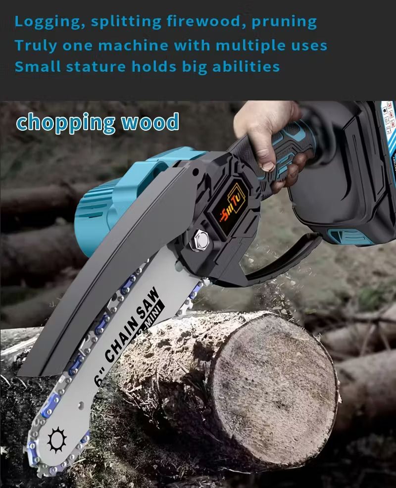 Portable Cordless Chainsaw,Wireless Mini Chainsaw, Portable Cordless Chainsaw, Small Handheld Chainsaw, Suitable for Tree Pruning Branches, Yards, Residences, And Gardens