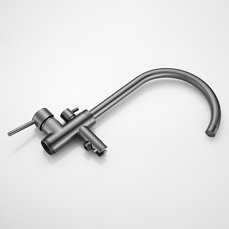 Bathtub Faucet Floor Mount Freestanding Tub Filler Brass High Flow Shower Faucets with Handheld Shower Mixer Taps Swivel Spout(Gun Grey) 2025 - CAD $366.99 –P2