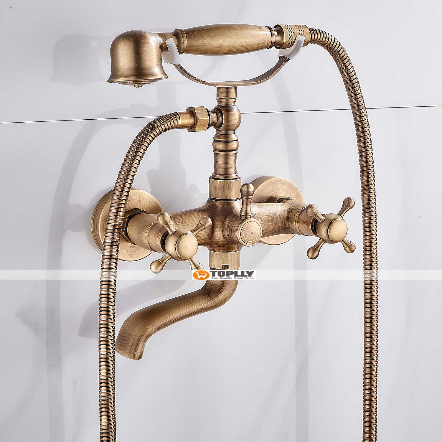 Bathtub FaucetWall Mounted Brass Rainfall Shower Mixer Taps Contain with Handshower and Cold/Hot Water 2025 - CAD $159.99 –P4