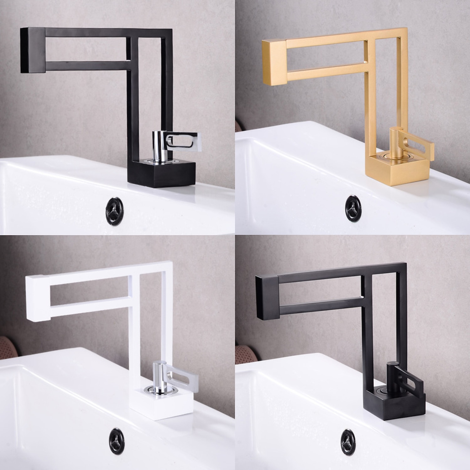 Bathroom Sink Faucet,Brass Modern Style Centerset Single Handle One Hole Bath Taps with Hot and Cold Switch 2025 - CAD $111.99 –P2