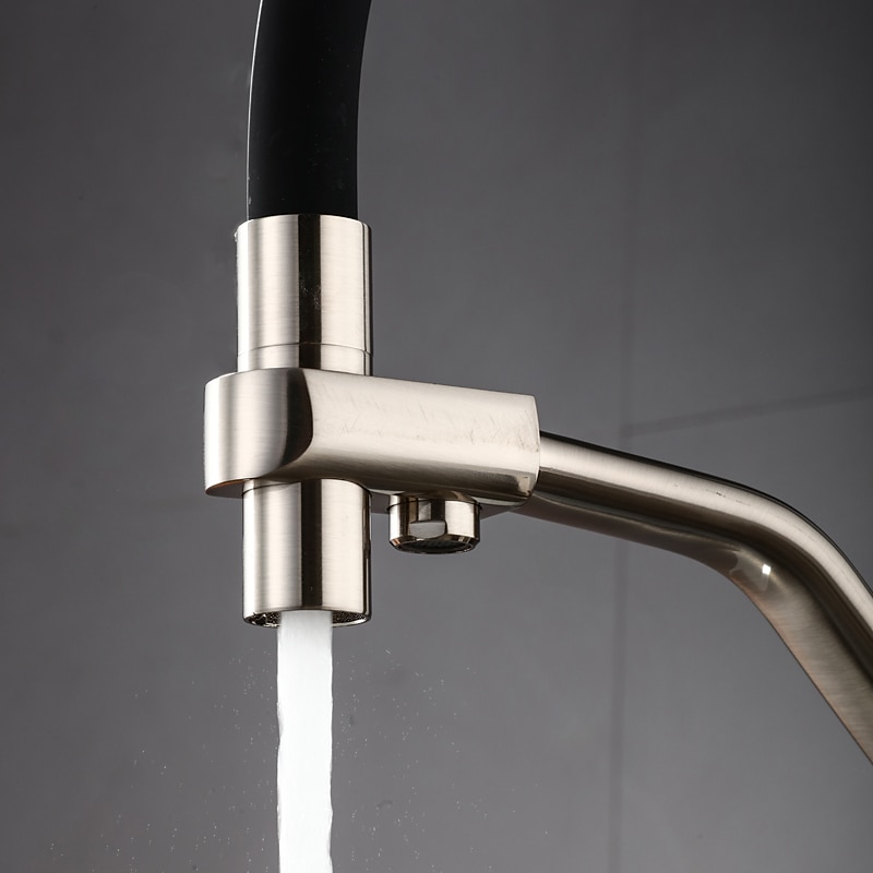 Kitchen Faucet Pull Down Spray Head Purified Water Dual Spout Taps Sink Mixer Deck Mounted  360 Rotating Twin Handle High Arc Flexible Tube Vessel Brass Tap 2025 - CAD $159.99 –P11