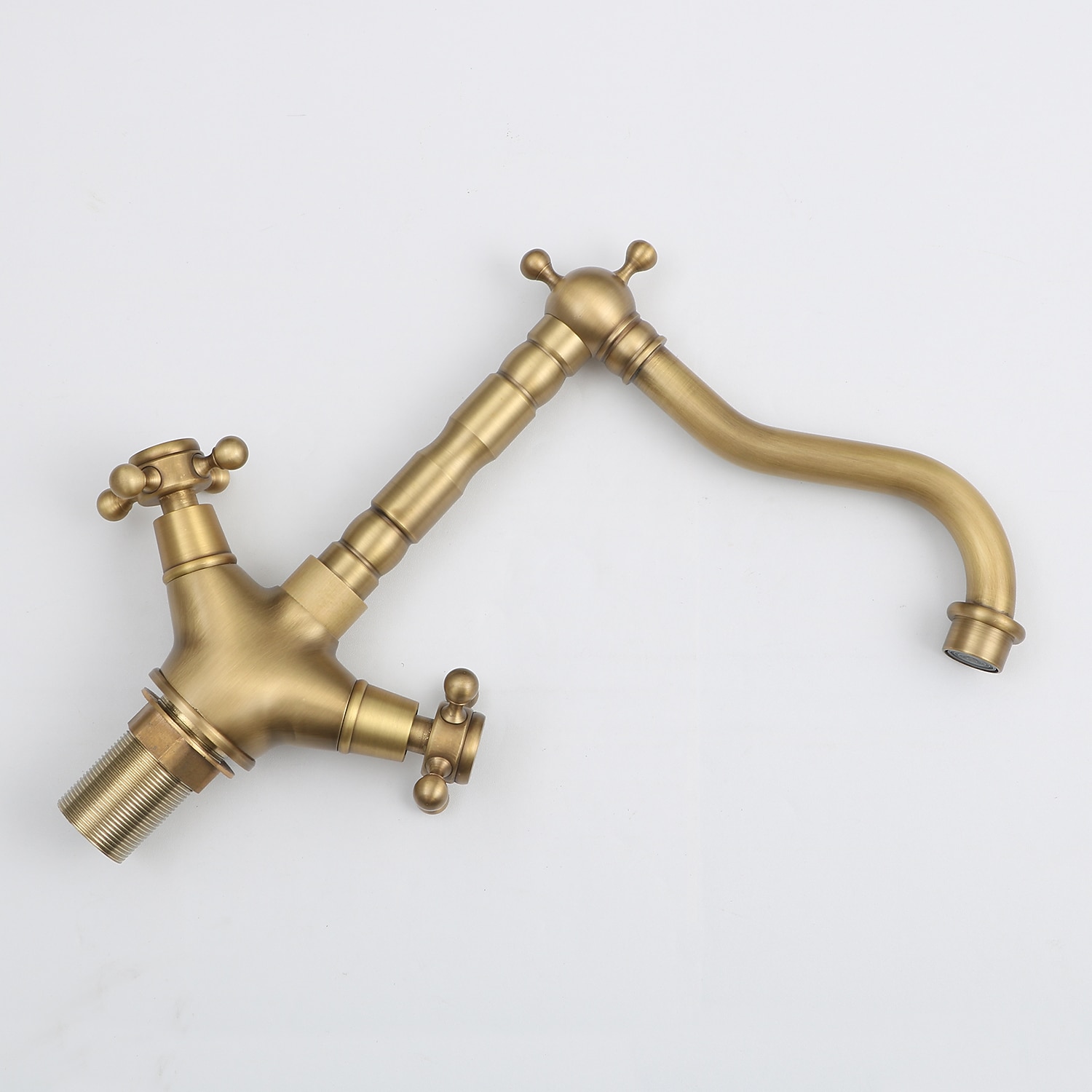 Single Handle Kitchen Faucet Antique Brass One Hole Rotatable Standard Spout/Tall/High Arc Brass Antique/COD Kitchen Faucet with Supply Lines / Adjustable to Cold and Hot Water 2025 - CAD $79.99 –P10