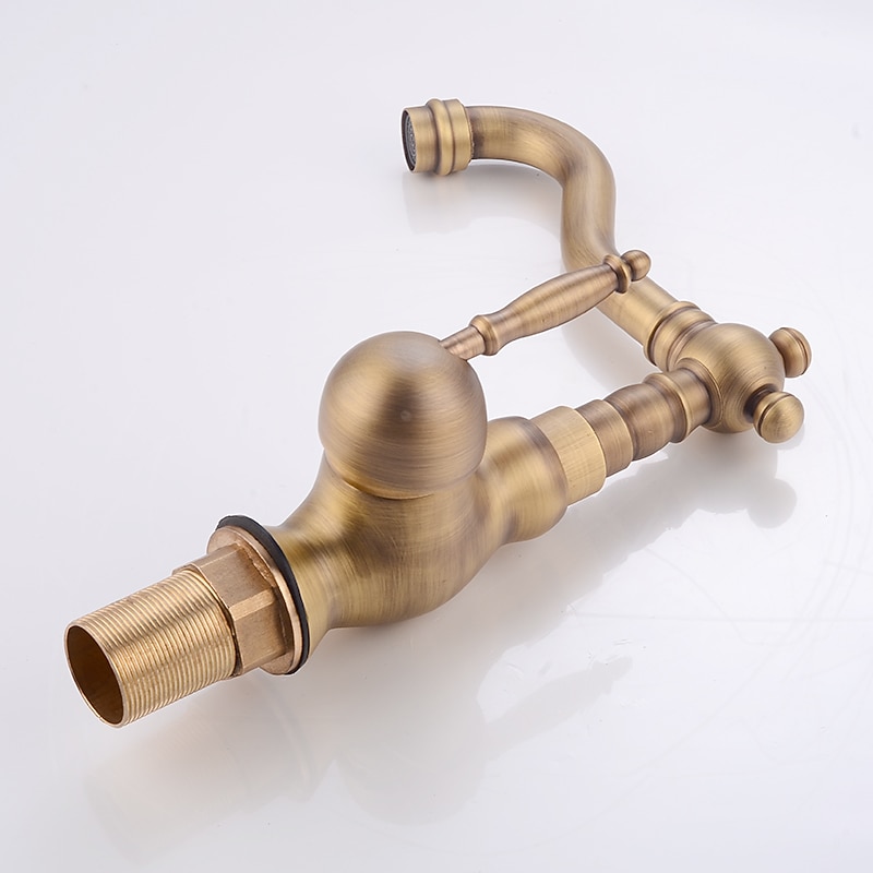 Bathroom Faucet Single Handle, Sink Mixer Basin Taps with Cold and Hot Hose Vintage Brass 2025 - CAD $71.99 –P2
