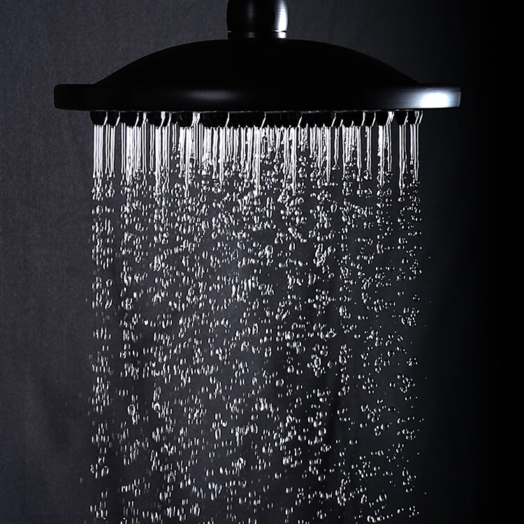 Antique Shower System Faucet Combo Set 8" Rainfall Shower Head Kit with Handshower Wall Mounted Brass Copper Black Electroplated Finish Vintage Style 2 Handles 3 Hole Bath Mixer Taps with Bodysprays 2025 - CAD $215.99 –P12