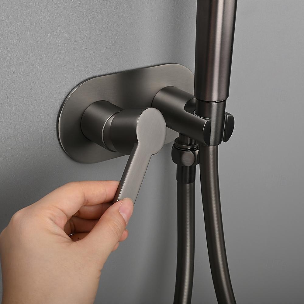Brushed Grey Bidet Sprayer set wall Bidet shower Hot And Cold bidet Bathroom Solid Brass Shattaf Shower Faucet mixer tap 2025 - CAD $95.99 –P5
