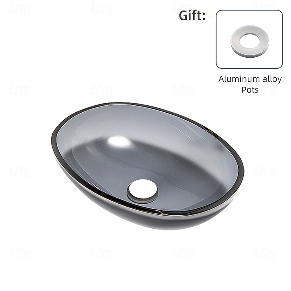 Bathroom Vessel Sink Tempered Glass Wash Basin Bowl Above Counter Art Vessel Sink with Water Drop Faucets and Pop-Up Drain 2025 - CAD $295.99 –P7