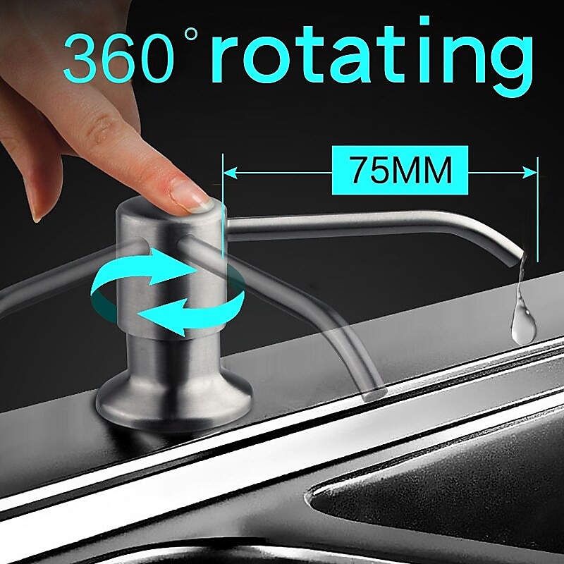 Kitchen Faucet with Pullout Spray and Soap Dispenser Sets Single Handle Two Holes Pull Out/Rotatable/Multifunction Standard Spout Brass Tall-High Arc Deck Mounted Kitchen Faucet 2025 - CAD $159.99 –P2