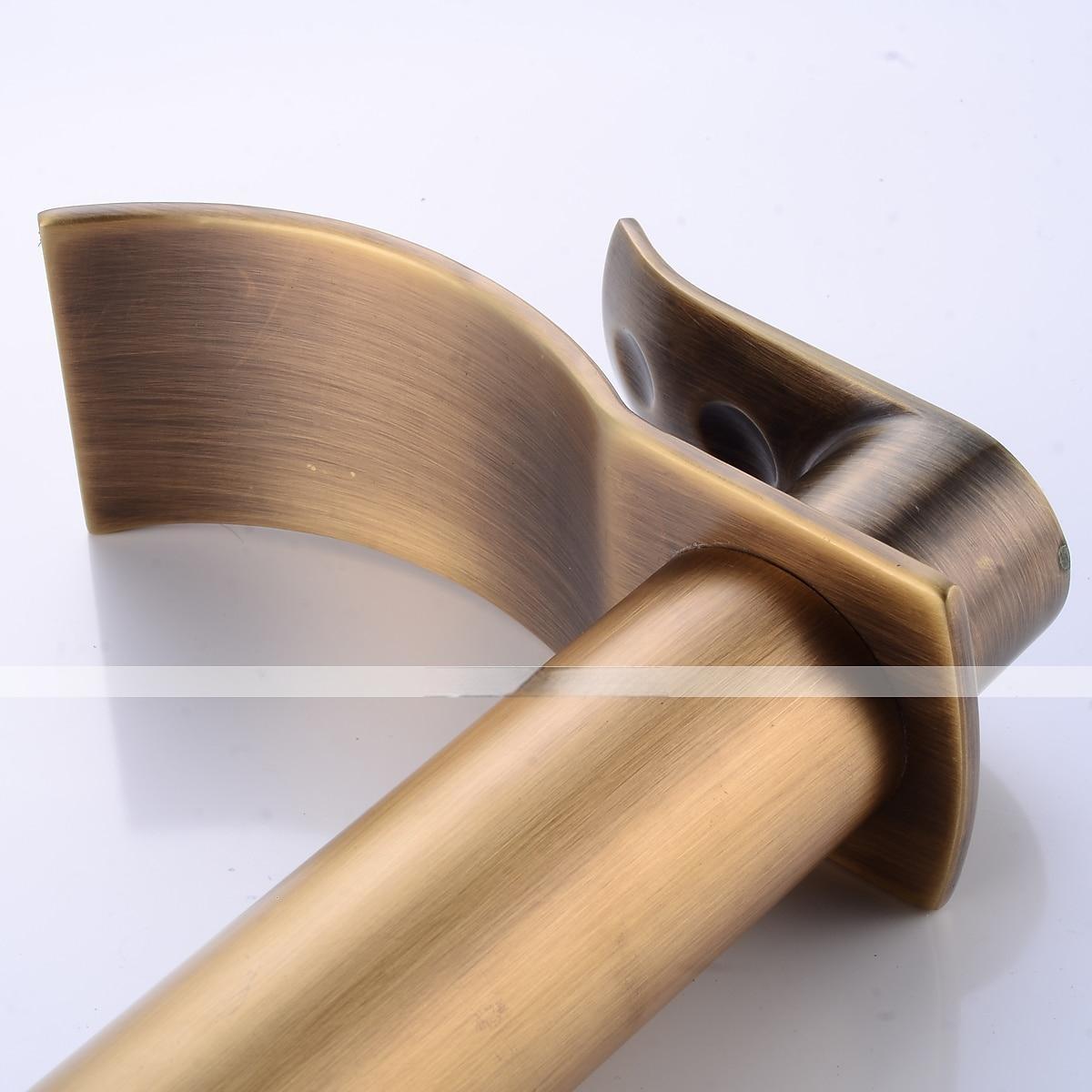 Antique Copper Bathroom Sink Faucet,Golden Waterfall Single Handle One Hole Bath Taps with Hot and Cold Water Switch 2025 - CAD $111.99 –P4