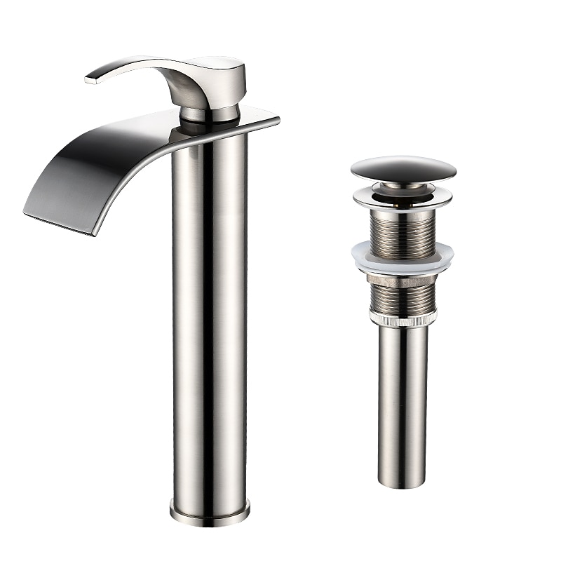 Bathroom Sink Mixer Faucet Tall with Drain, Basin Vessel Tap Ceramic Valve Single Handle Deck Mounted ORB/Rose Gold/Bursh Nickel 2025 - CAD $119.99 –P4