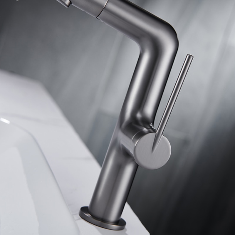 Bathroom Sink Faucet with Pull Out Spray,Brass 3-modes Electroplated / Painted Finishes Centerset Single Handle One Hole Lavatory Rotating Spout for Cold and Hot Water Bath Taps 2025 - CAD $119.99 –P5