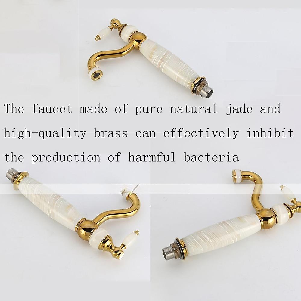 Bathroom Sink Faucet Ultra Faucets Euro Collection Gold with Stone Single Handle - One Hole Tall Body Deck Mount Lavatory Vessel Sink Faucet With Curved Spout 2025 - CAD $199.99 –P1