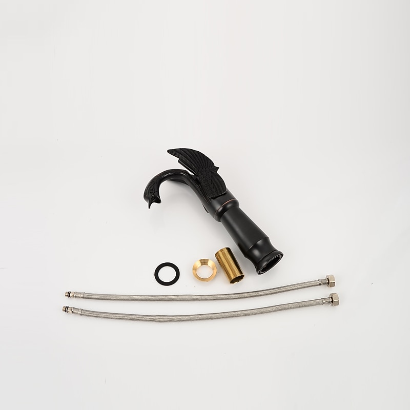 Retro Bathroom Sink Mixer Faucet Brass Swan Shap, Monobloc Washroom Basin Taps Single Handle One Hole Deck Mounted, Mono Water Vessel Tap Hot and Cold Hose Antique 2025 - CAD $143.99 –P9