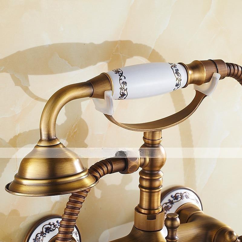 Shower Faucet Set - Rainfall Shower Vintage Style Antique Brass Mount Outside Ceramic Valve Bath Shower Mixer Taps 2025 - CAD $199.99 –P3