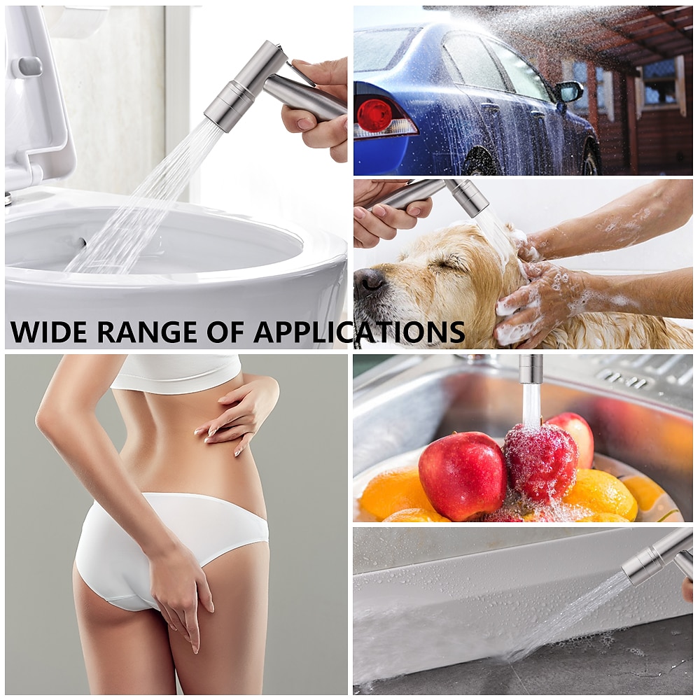 Two Ways 304 Stainless Steel Toilet Handheld Shattaf Bidet Sprayer Shower Heads Set Shower Faucet Accessories Muslim Shower G1/2 or G7/8 2025 - CAD $47.99 –P3