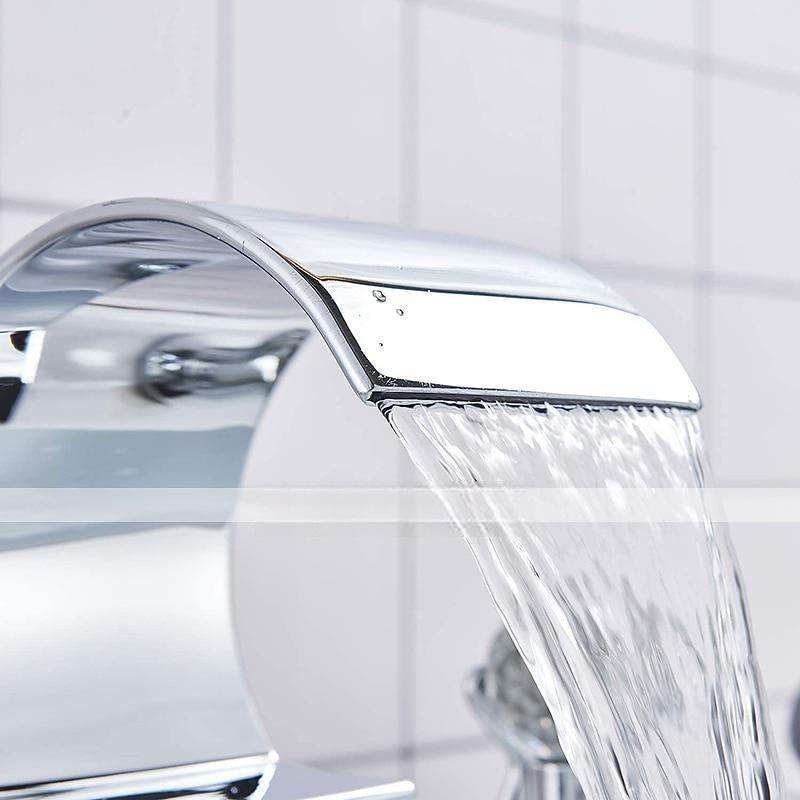 Bathtub FaucetModern Style Brass Contemporary Oil-rubbed Bronze Roman Tub Ceramic Valve Waterfall Bath Shower Mixer Taps with Hot and Cold Switch 2025 - CAD $295.99 –P3