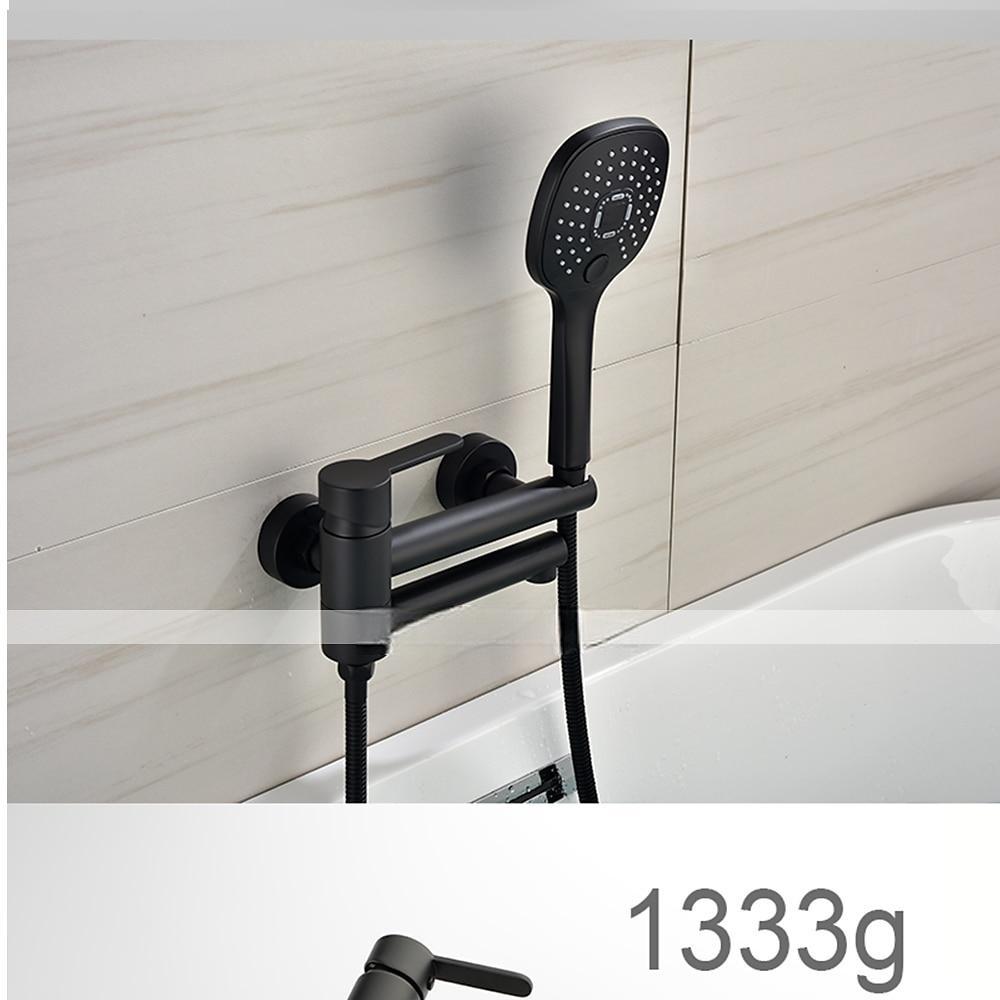 Bathtub Faucet Wall Mounted Black 3 Spout Bathroom Faucet Bath Roman Tub Filler Mixer Tap Brass with 2 Sprayer Bidet Sprayer 2025 - CAD $135.99 –P13