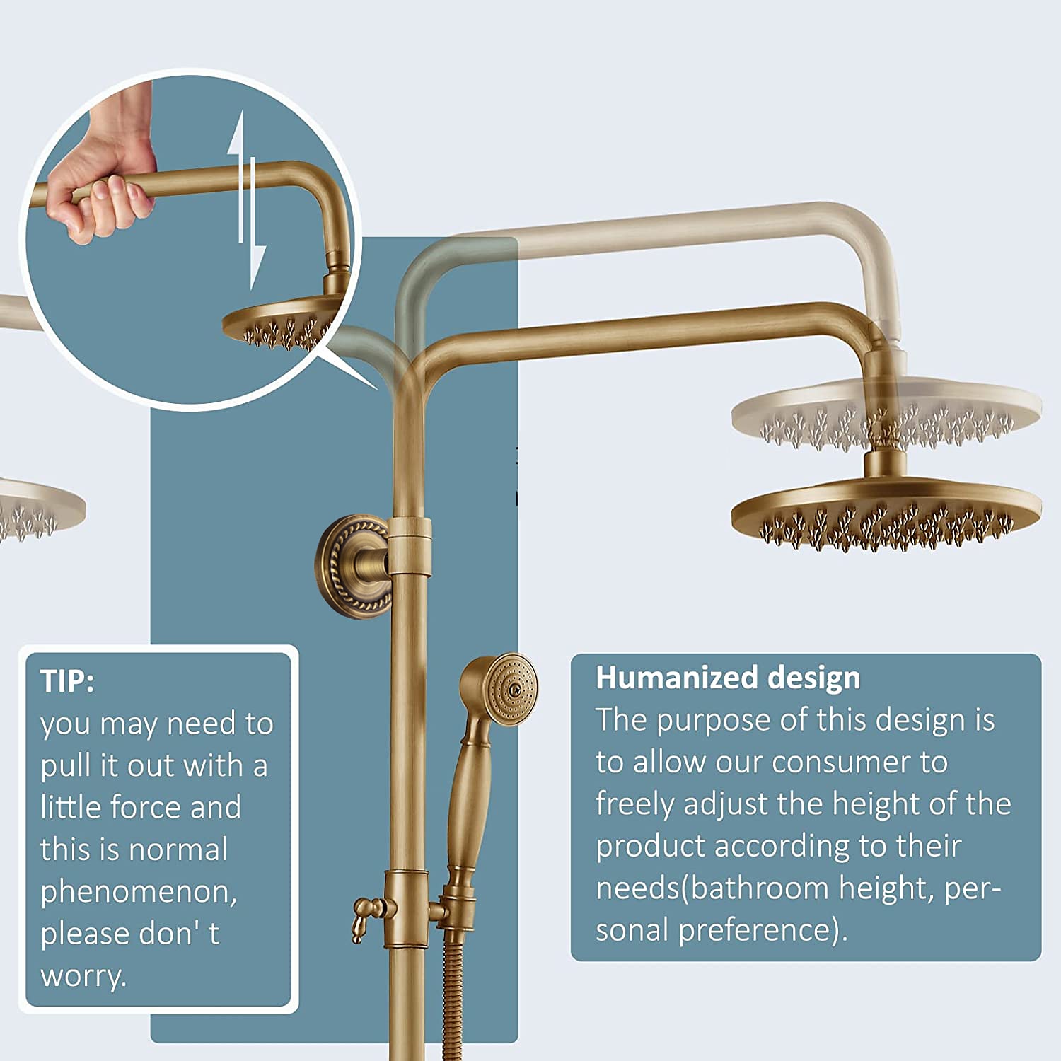 Shower System Faucet Set 8" Showerhead Golden Rainfall Vintage Style Combo Kit with Handheld Handshower Wall Mounted Country Antique Brass Mount Outside Ceramic Valve Bath Shower Mixer Taps 2025 - CAD $303.99 –P1