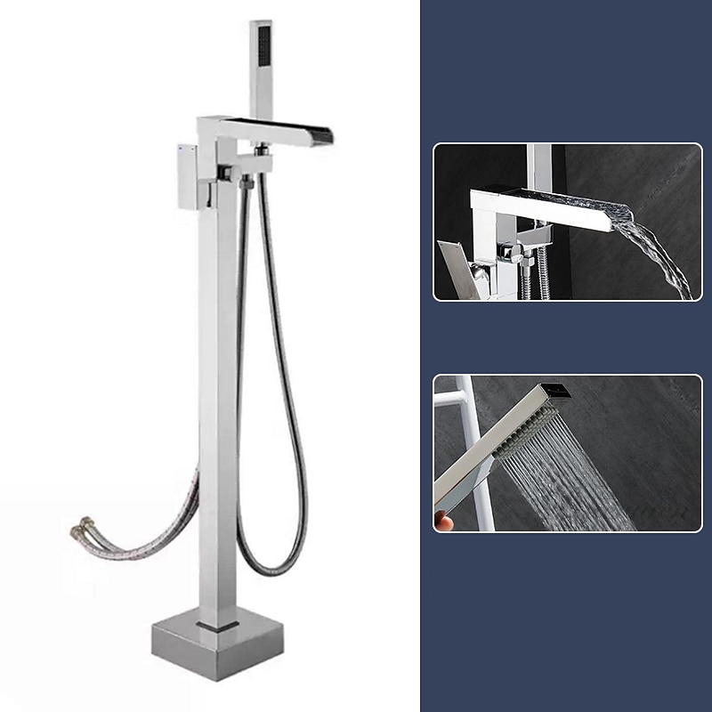 Bathtub Faucet - Minimalist Electroplated Free Standing Brass Valve Bath Shower Mixer Taps 2025 - CAD $446.99 –P9