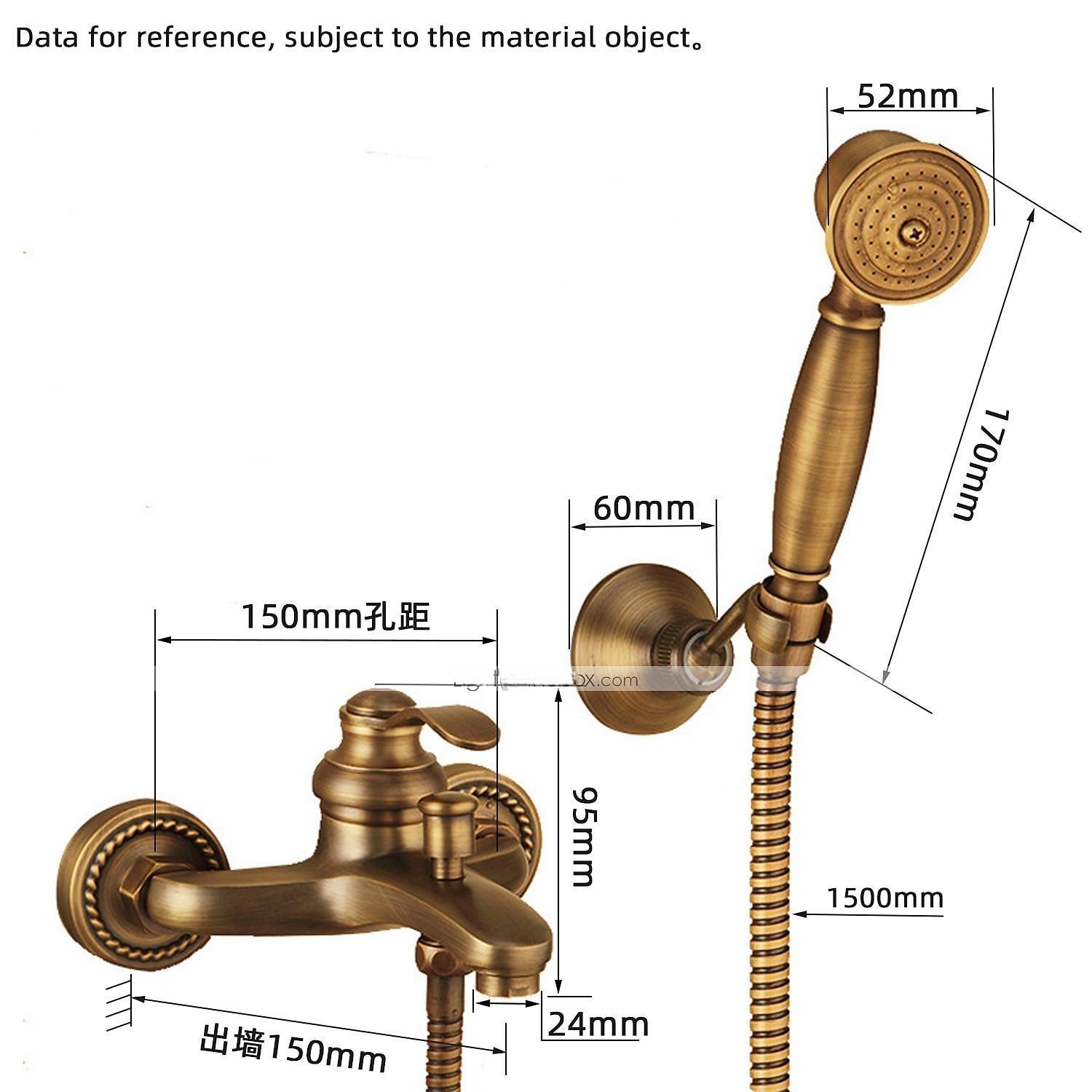 Shower Faucet Set Handshower Included Vintage Style/Country Brass Mount Outside Ceramic Valve Bath Shower Mixer Taps/Single Handle/Yes/Single Handle Three Holes 2025 - CAD $151.99 –P1