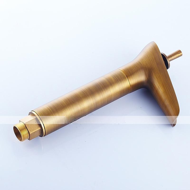 Antique Brass Bathroom Sink Faucet,Waterfall  Single Handle One Hole Bath Taps with Hot and Cold Switch and Ceramic Valve 2025 - CAD $79.99 –P5