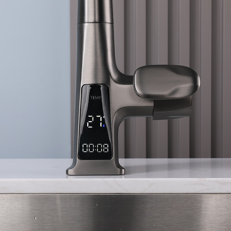 Waterfall Kitchen Faucet 2023 Latest Centerset Faucet for Kitchen Sink 3 in 1 Multi-functional Single Handle One Hole Pull out Cylinder Spout Kitchen Taps Ceramic Valve Insides 2025 - CAD $247.99 –P5