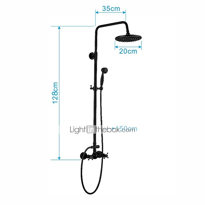 Shower FaucetCopper Shower System Set Rainfall Antique Oil-rubbed Bronze Two Handles Three Holes Bath Shower Mixer Taps with Hot and Cold Switch and Ceramic Valve 2025 - CAD $279.99 –P4