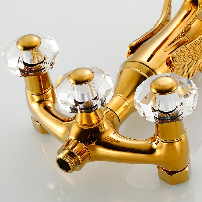 Bathtub Faucet - Contemporary Antique Brass Wall Installation Brass Valve Bath Shower Mixer Taps 2025 - CAD $398.99 –P10