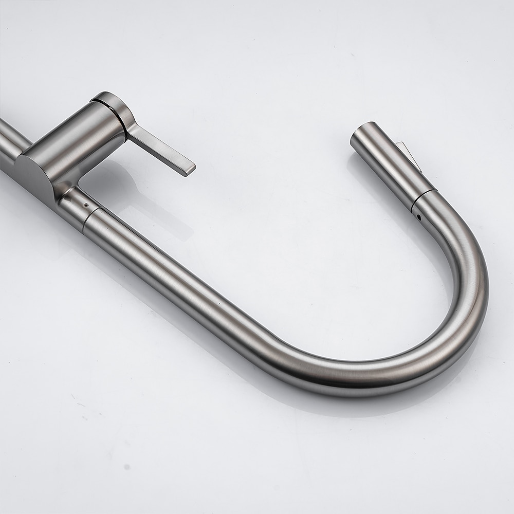 Kitchen Faucet with Pull-out SpraySingle Handle One Hole Brass High Arc 2-modes 360°Rotatable Modern Contemporary Kitchen Taps 2025 - CAD $207.99 –P15