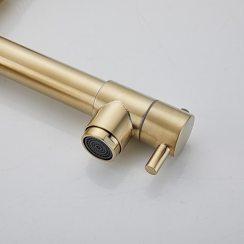 Kitchen Faucet Pull Out Sink Mixer Taps Dual Spout High Arc Spring Vessel Brass Taps Single Handle 360 Swivel Sprayer with Hot and Cold Water Hose 2025 - CAD $175.99 –P4