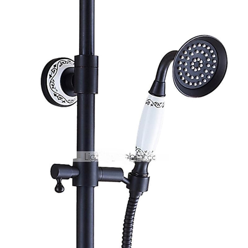 Shower FaucetShower System SetBrass Rainfall Antique Oil-rubbed Bronze Shower System Ceramic Valve Two Handles Three Holes Bath Shower Mixer Taps with Hot and Cold Switch 2025 - CAD $446.99 –P3