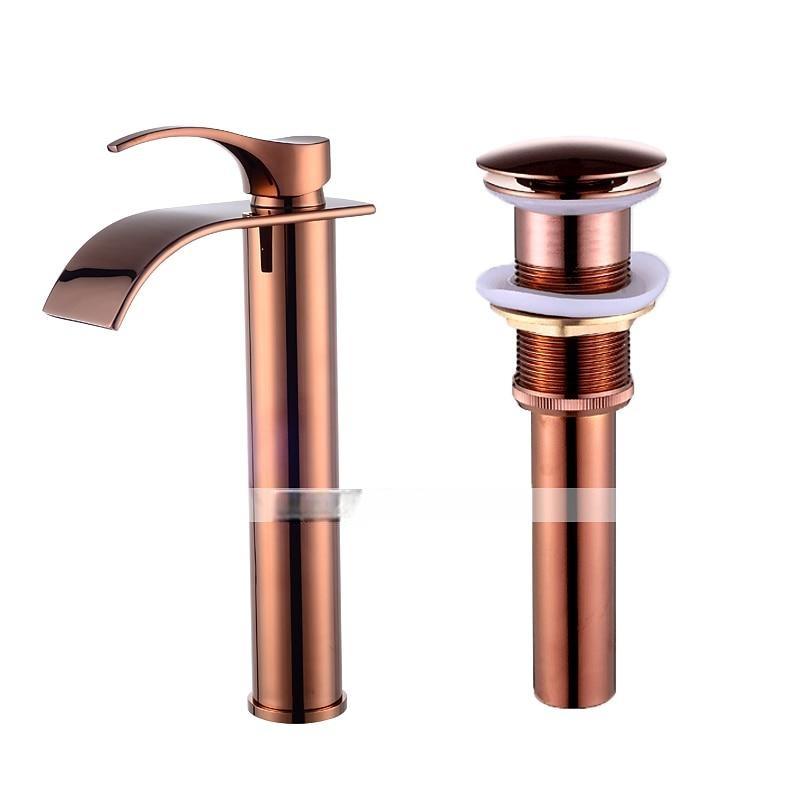 Bathroom Sink Mixer Faucet Tall with Drain, Basin Vessel Tap Ceramic Valve Single Handle Deck Mounted ORB/Rose Gold/Bursh Nickel 2025 - CAD $119.99 –P3