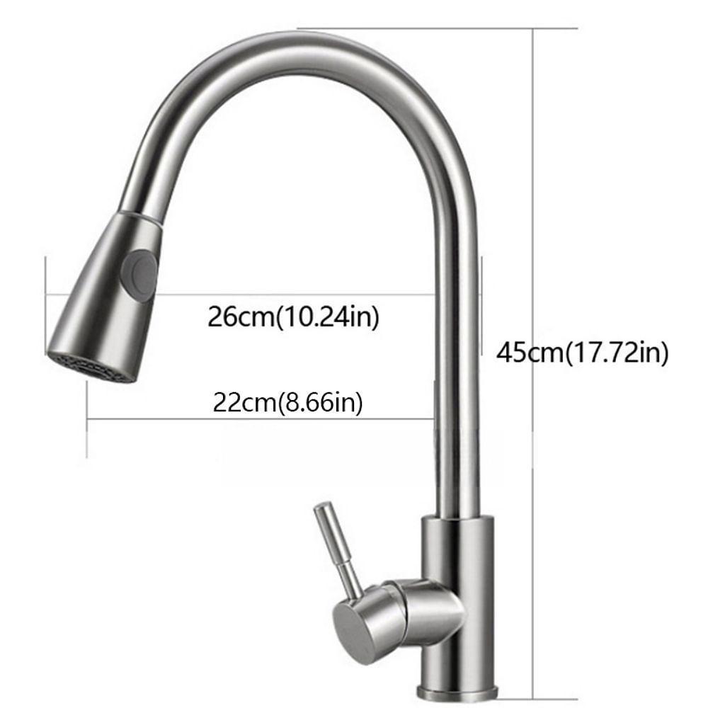 Kitchen Faucet with Pull-out SprayerBrushed Nickell Rotatable 304 Stainless Steel High Arc Single Handle One Hole Kitchen Taps 2025 - CAD $71.99 –P2