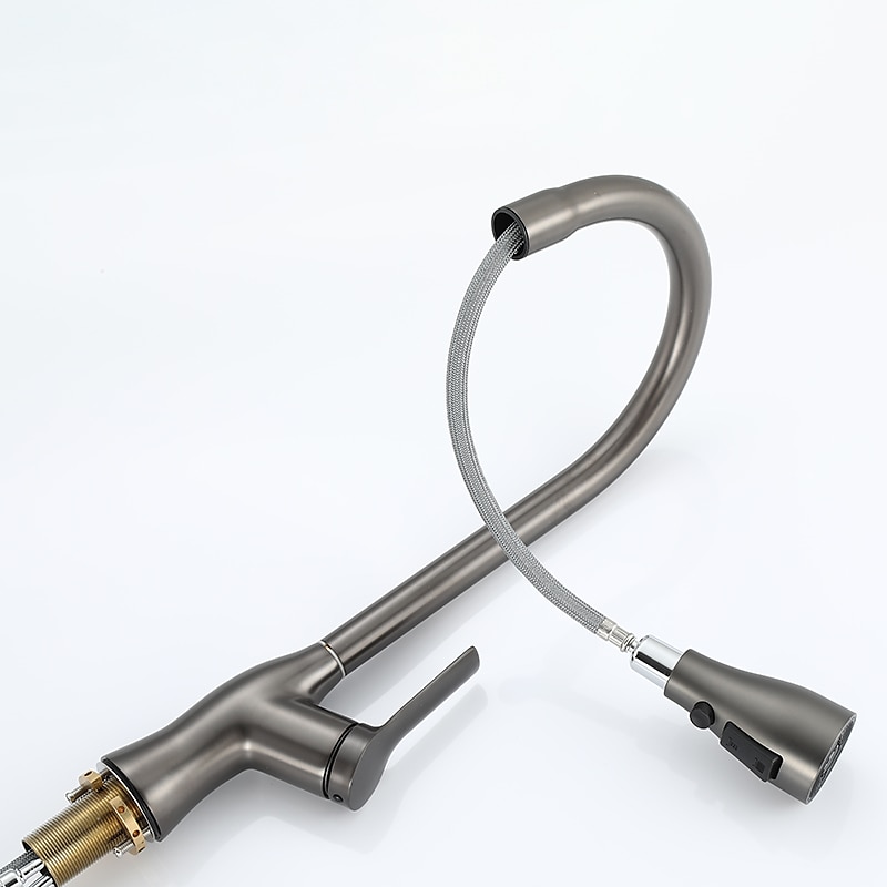 Kitchen Faucet with Pull-out SpraySingle Handle One Hole Rotatable Electroplated Pull-out / Pull-down / Standard Spout / Tall / High Arc Centerset Modern Contemporary Style Kitchen Taps 2025 - CAD $111.99 –P8