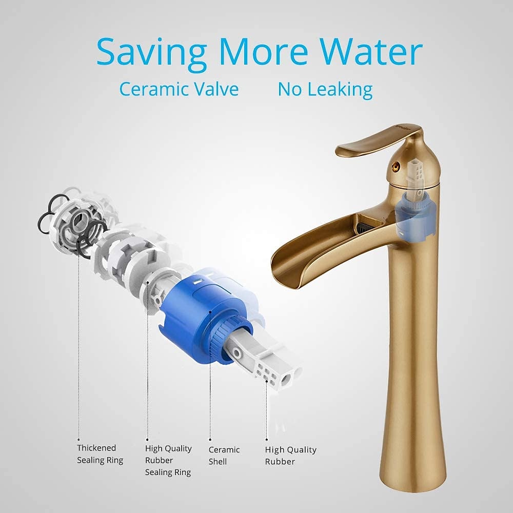 Waterfall Bathroom Faucet, Rustic Nickel Single Handle One Hole Brass Waterfall Bathroom Sink Faucet with Hot and Cold Water 2025 - CAD $127.99 –P1