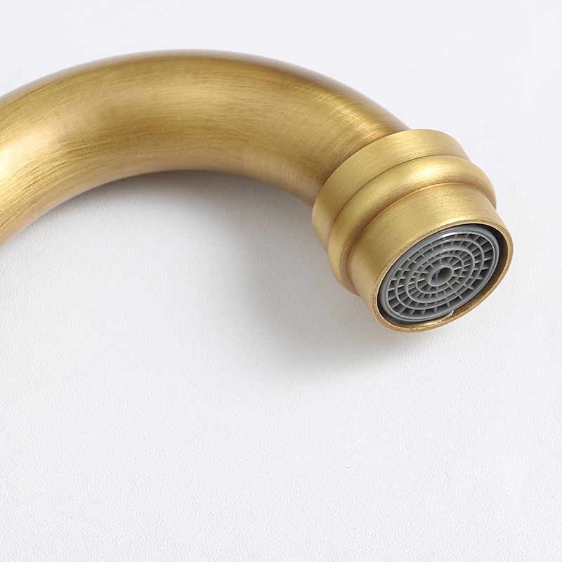 Traditional Kitchen Sink Mixer Taps Wall Mounted Brass Vintage Retro Kitchen Faucet Twin Lever Standard Spout Vessel Tap 2025 - CAD $87.99 –P11