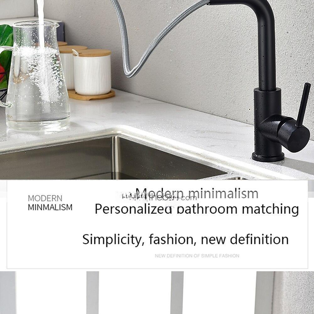 Kitchen Sink Faucet Black Single Handle One Hole Electroplated Pull-out / Pull-down Centerset Contemporary Kitchen Taps with Stream and Shower Modes 2025 - CAD $159.99 –P4