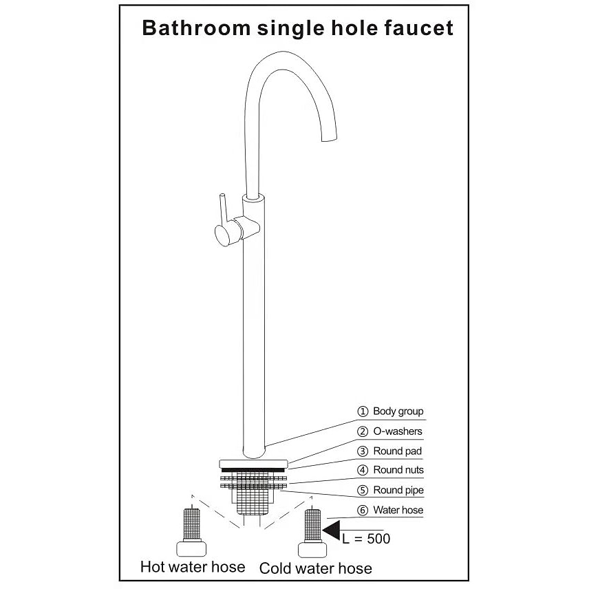 Bathtub Faucet Floor Mount Freestanding Bath Tub Filler Mixer Taps Brass 360 Swivel High Arc Spout Standing Shower Clawfoot Tub with Handheld Shower Mixer Taps 2025 - CAD $295.99 –P2