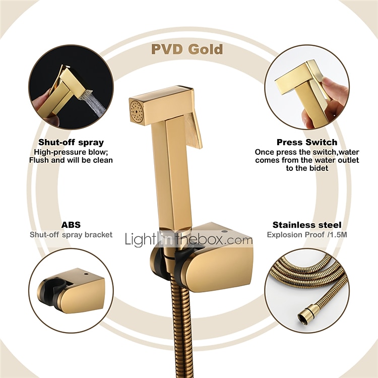 Ti-PVD Gold Handheld Bidet Sprayer with ABS Base and 1.5m Hose 2025 - CAD $43.99 –P2
