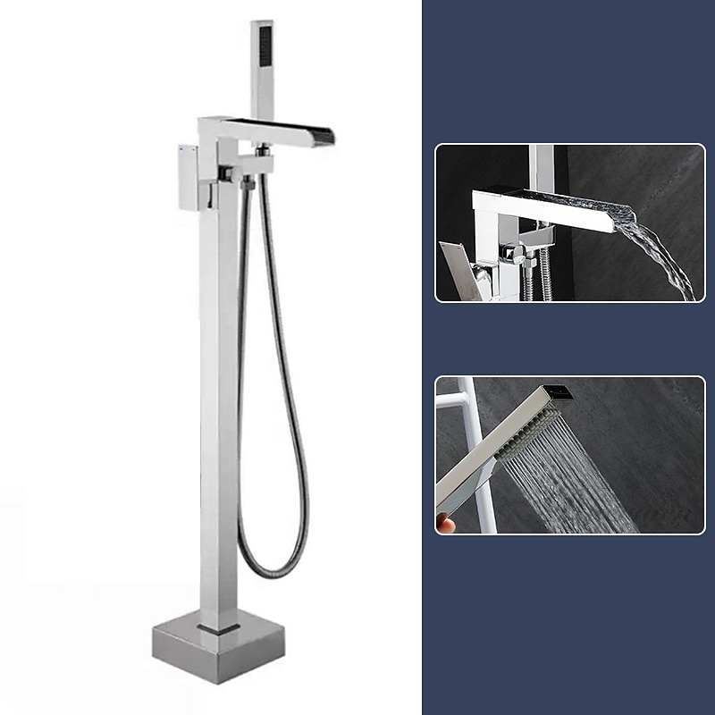 Bathtub Faucet - Minimalist Electroplated Free Standing Brass Valve Bath Shower Mixer Taps 2025 - CAD $446.99 –P8