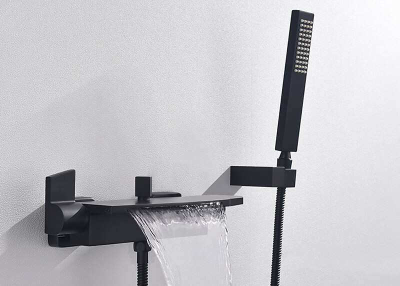 Waterfall Bathtub Faucet Bathroom Faucet Set Brass Wall Mounted Shower Facuet With Rain Hand Shower Waterfall Spout Tap 2025 - CAD $287.99 –P16